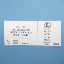  Lionel Train Part 3472-ADS Milk Car Adhesive Decal Set | Lionel Train Parts, Lionel Train Repair Parts and Lionel Train Replacement Parts in stock 