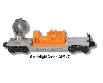 Lionel Train No. 3620 Searchlight Car